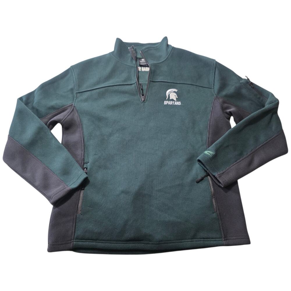Colosseum Michigan State Spartans 1/4 Zip Knit Pullover Green Men's Large